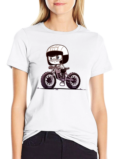 Cartoon Biker Graphic Tee - Black