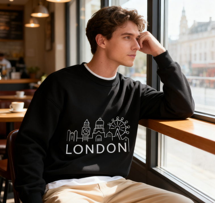 London Cityscape Line Art Crewneck Sweatshirt