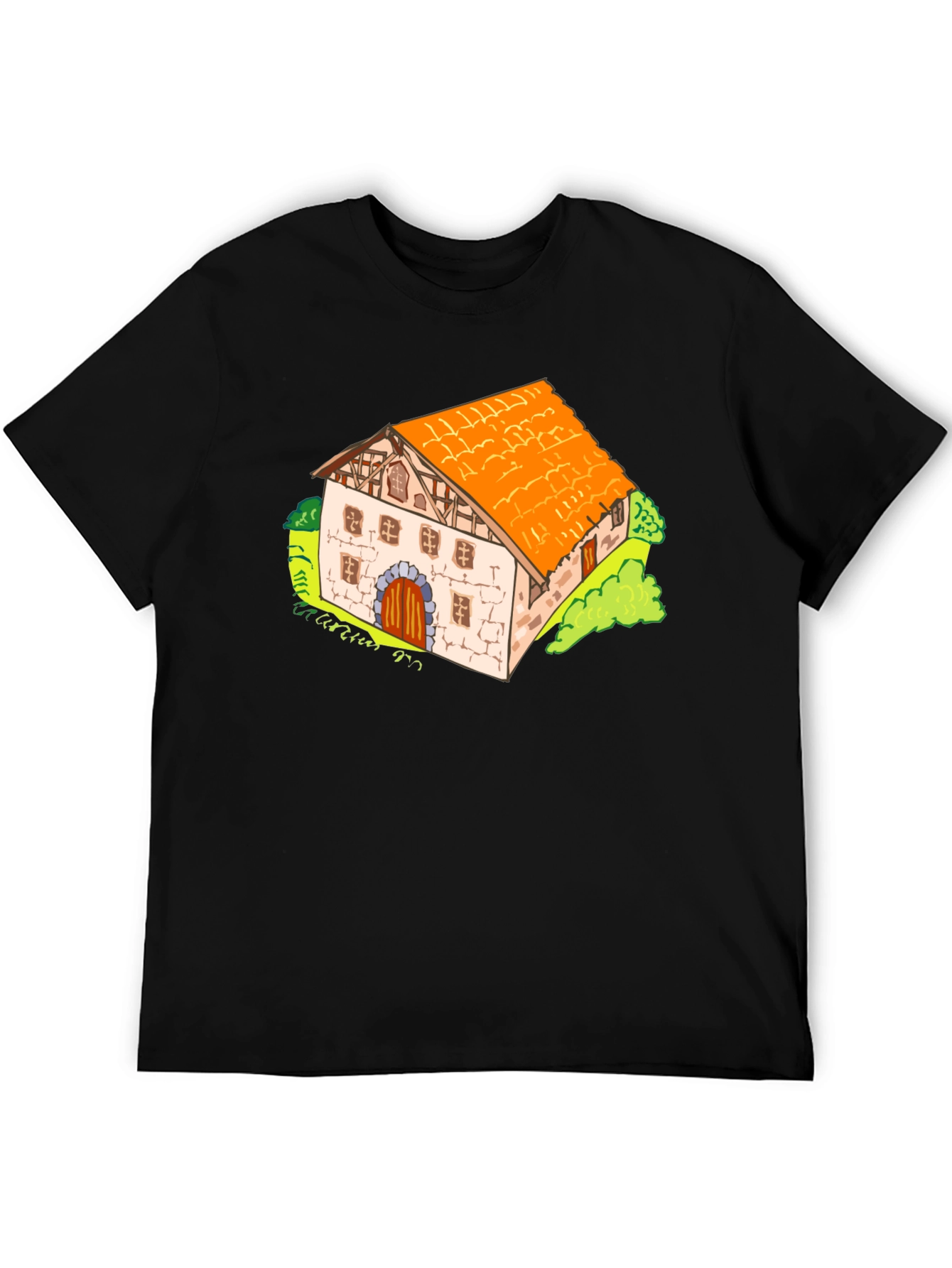 Cartoon Farmhouse Graphic T-Shirt - Unique Design