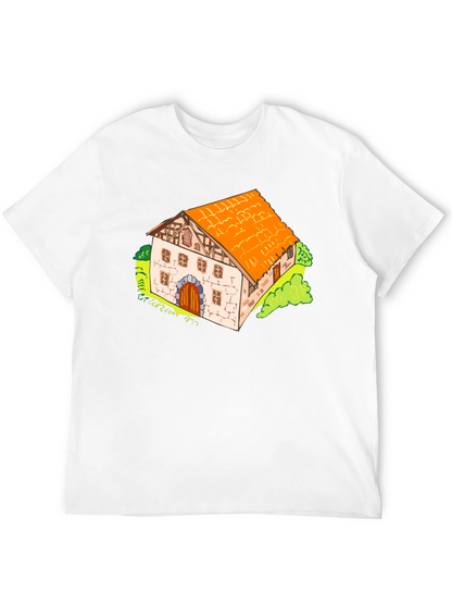 Cartoon Farmhouse Graphic T-Shirt - Unique Design