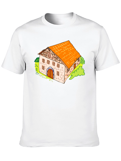 Cartoon Farmhouse Graphic T-Shirt - Unique Design