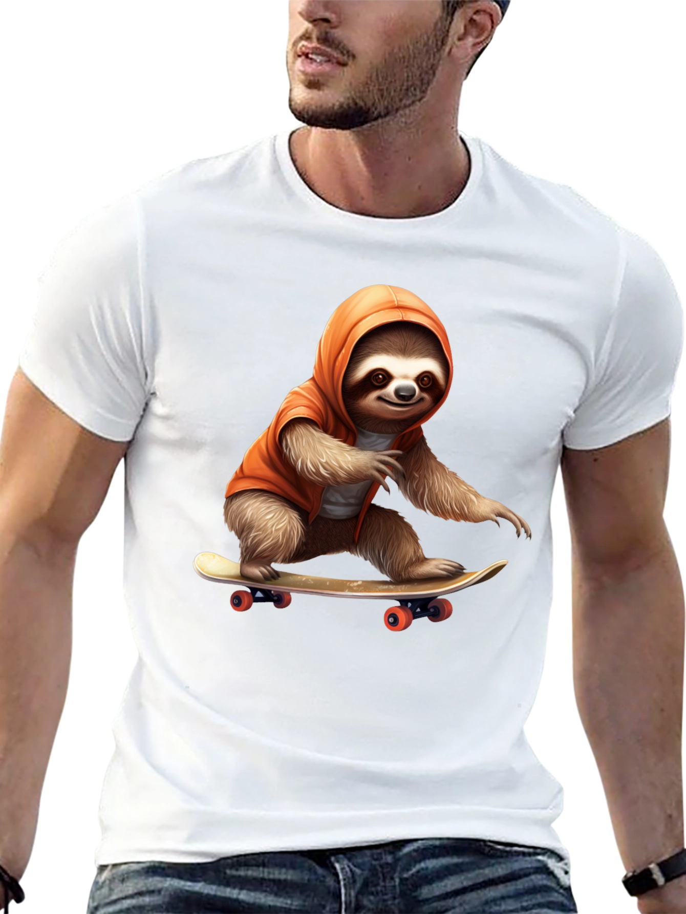 Sloth Skateboarder Graphic Tee