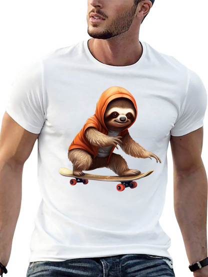 Sloth Skateboarder Graphic Tee