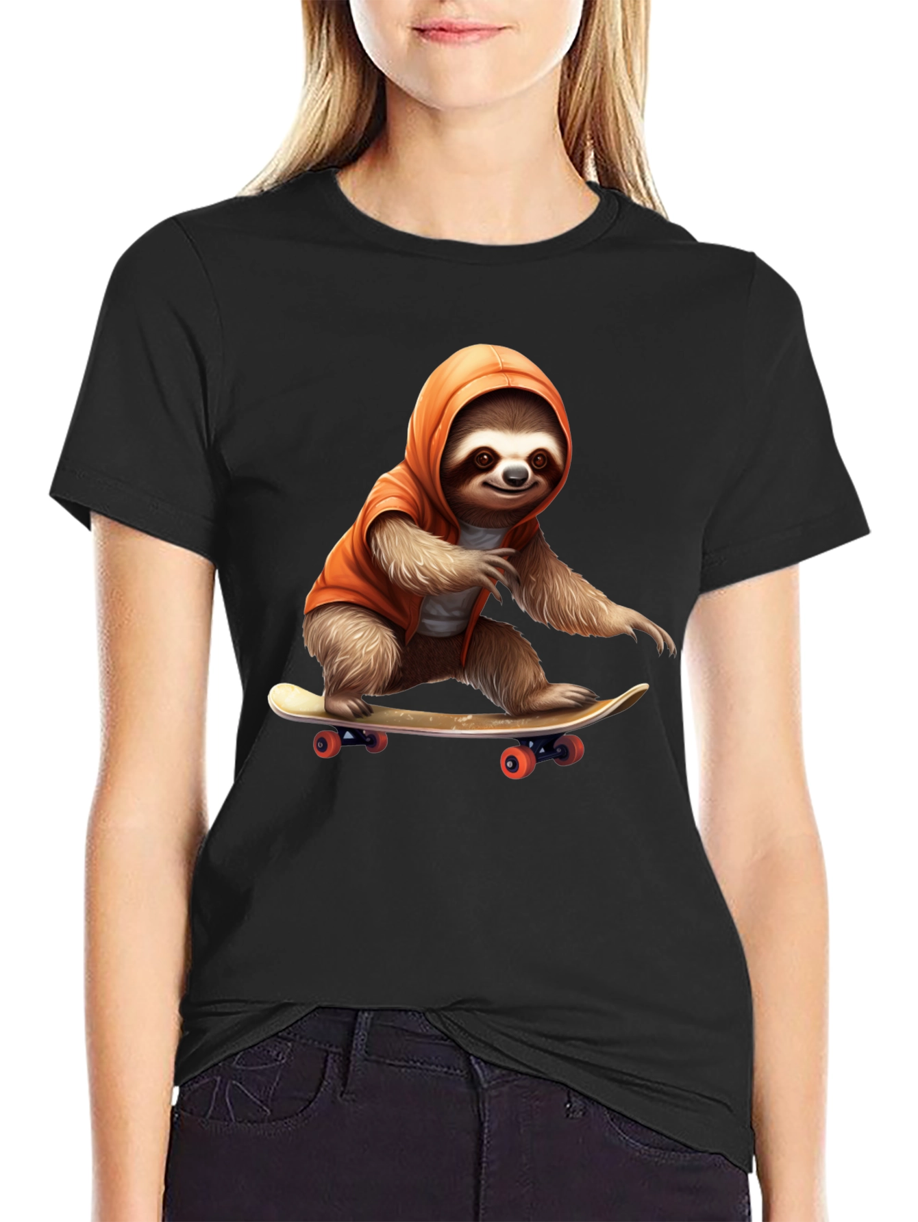Sloth Skateboarder Graphic Tee