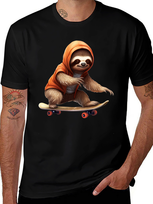 Sloth Skateboarder Graphic Tee
