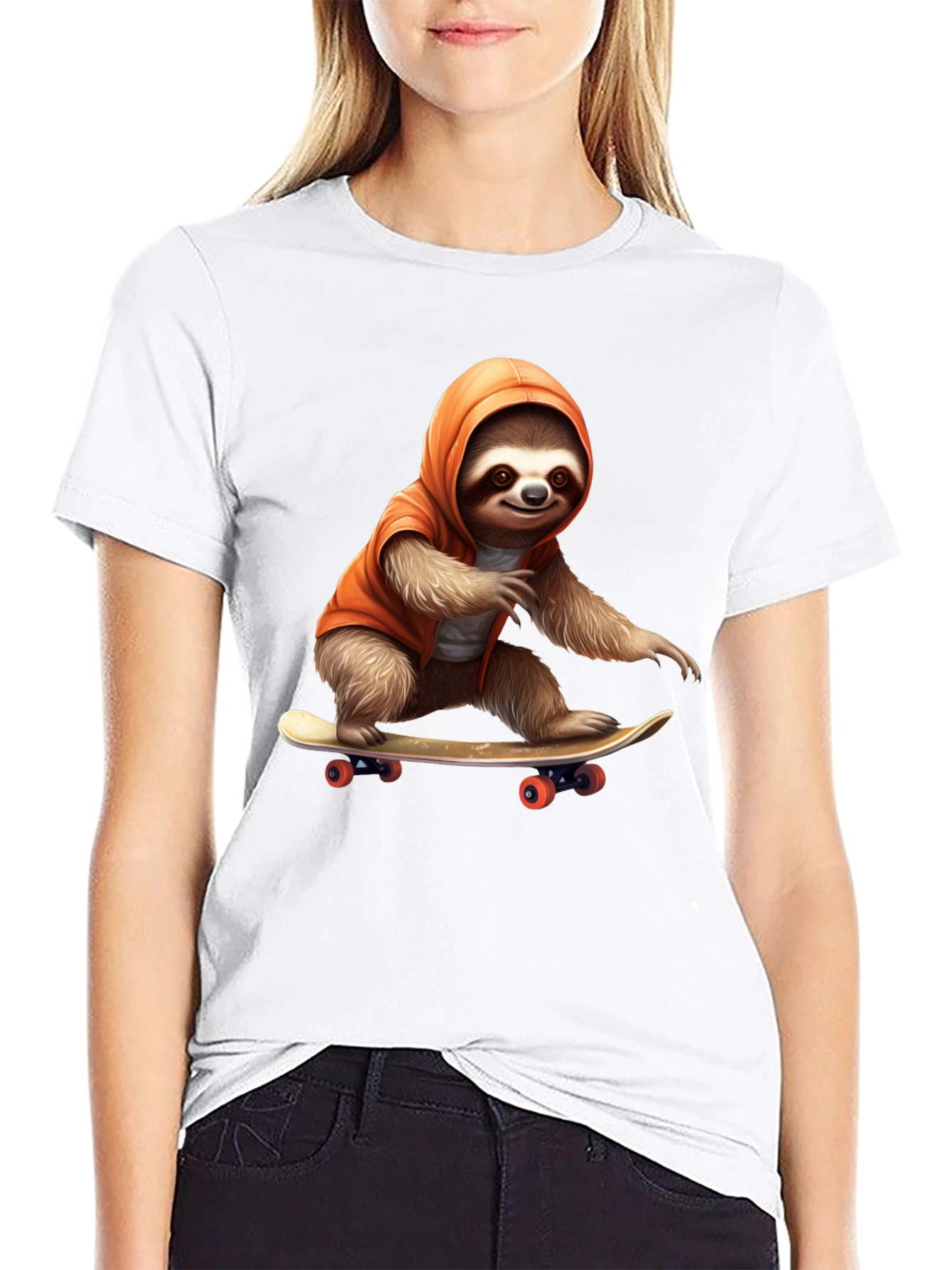 Sloth Skateboarder Graphic Tee