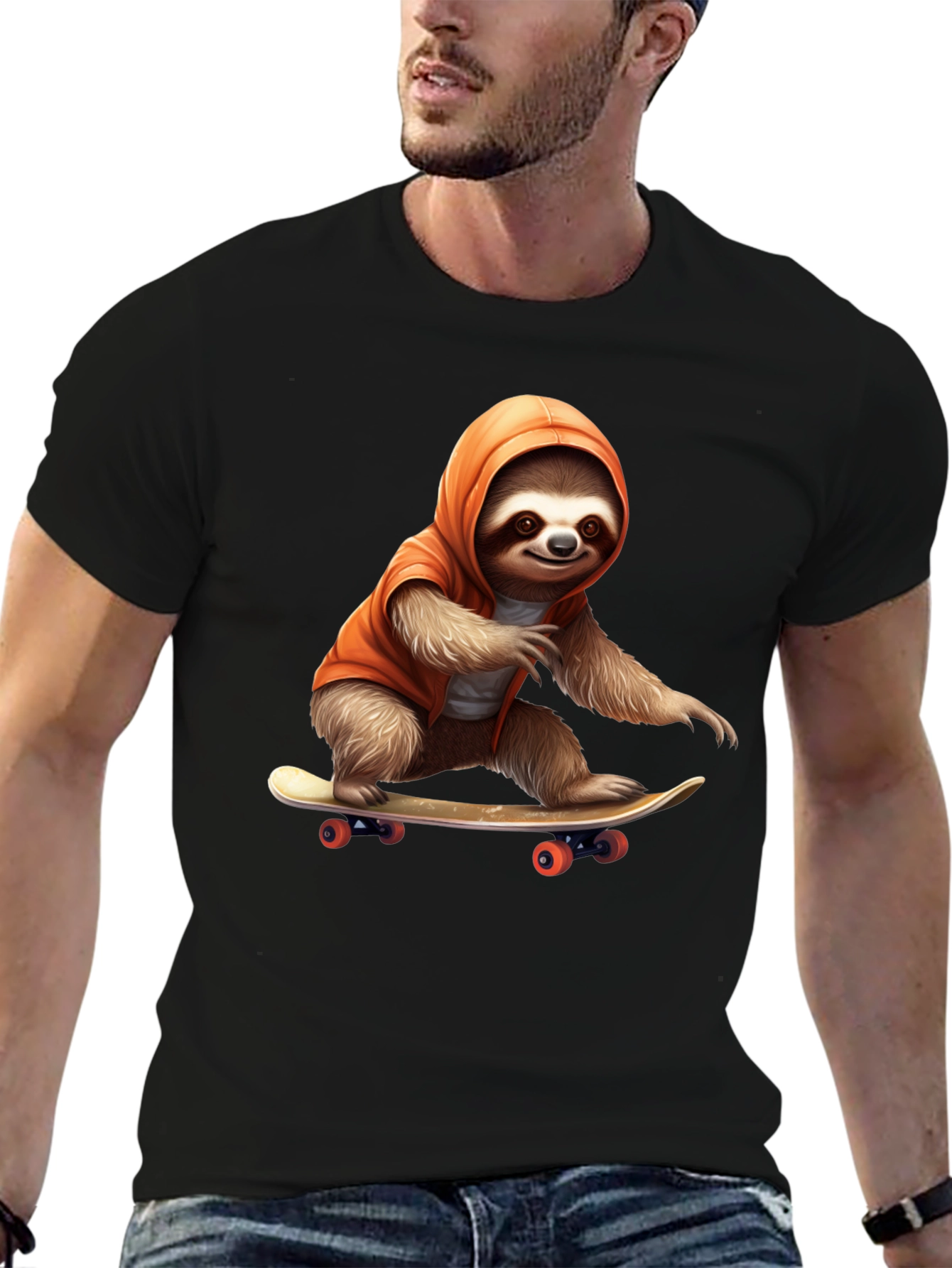 Sloth Skateboarder Graphic Tee