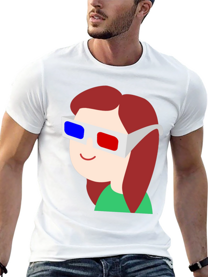 Cartoon 3D Glasses Graphic Tee