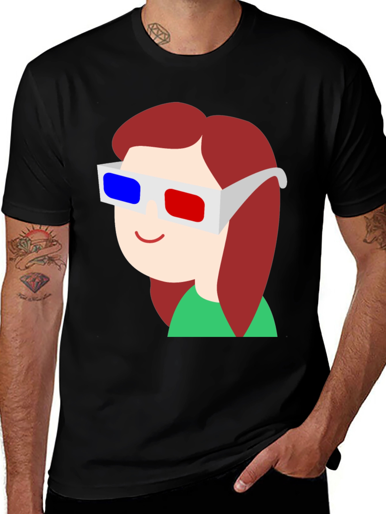 Cartoon 3D Glasses Graphic Tee