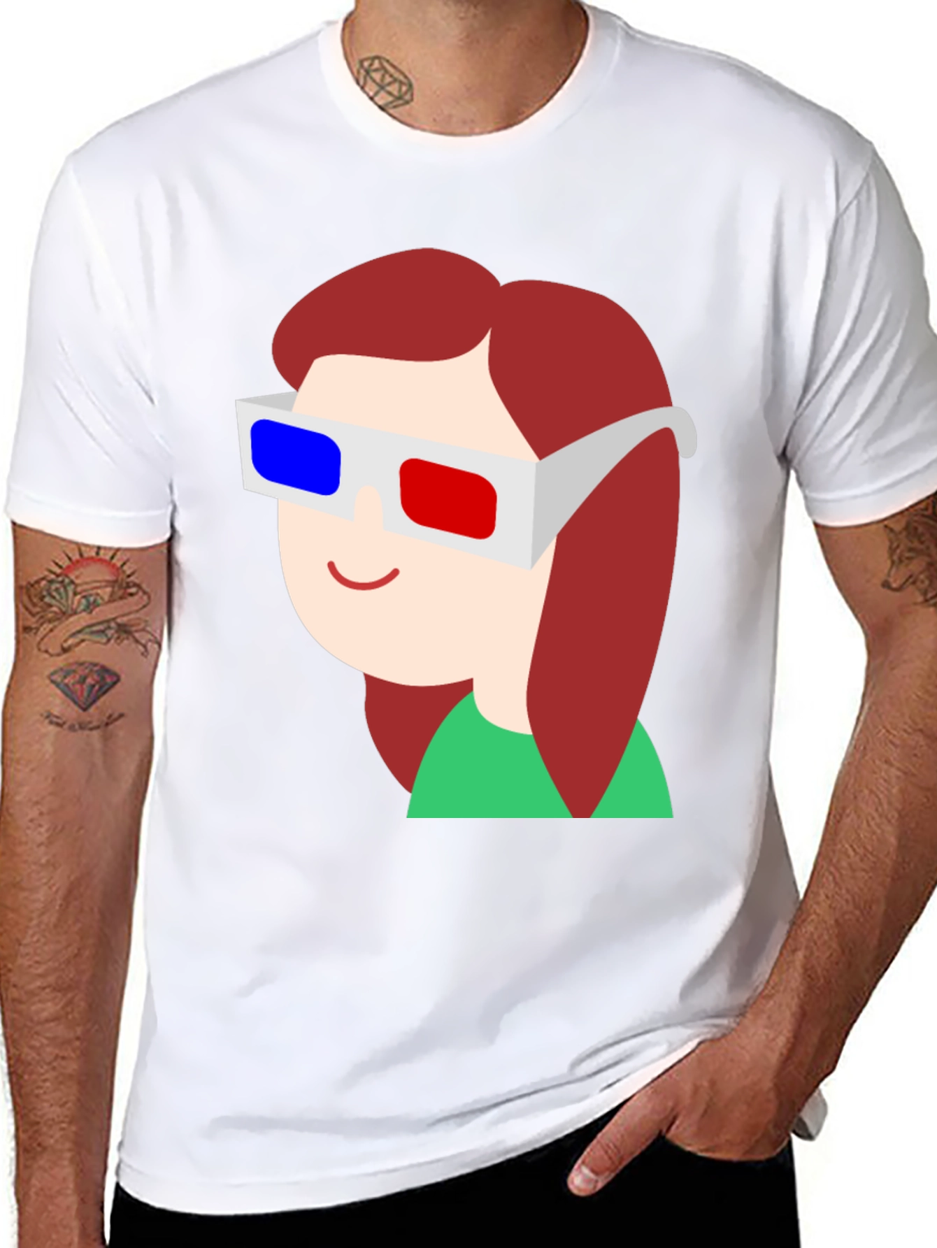 Cartoon 3D Glasses Graphic Tee