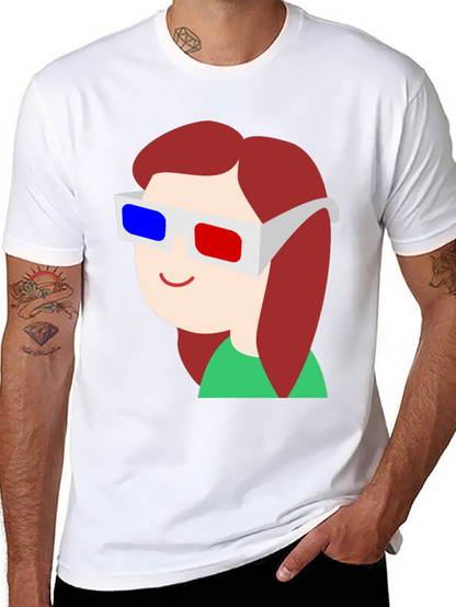 Cartoon 3D Glasses Graphic Tee