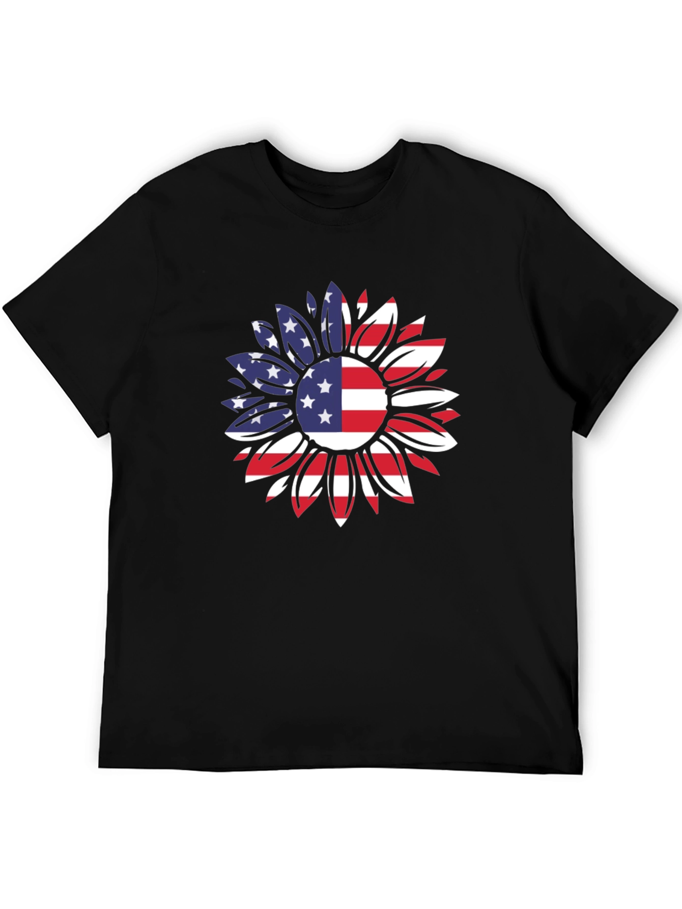 USA Flag Sunflower Graphic T-Shirt