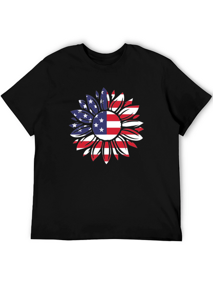 USA Flag Sunflower Graphic T-Shirt
