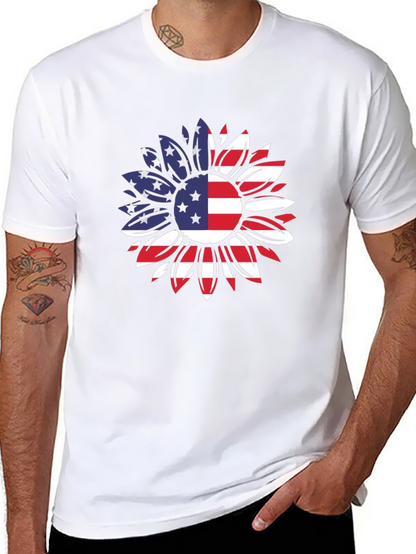 USA Flag Sunflower Graphic T-Shirt