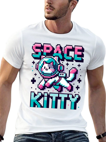 Space Kitty T-Shirt - Pixel Art Cat Astronaut