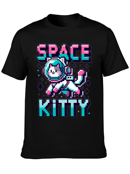 Space Kitty T-Shirt - Pixel Art Cat Astronaut