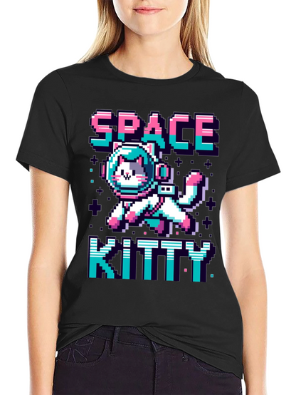 Space Kitty T-Shirt - Pixel Art Cat Astronaut