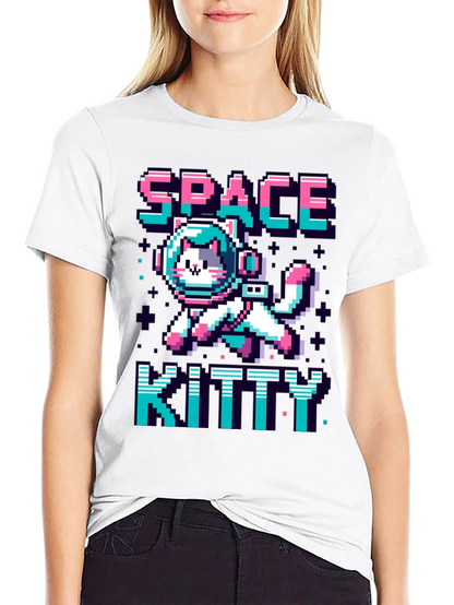 Space Kitty T-Shirt - Pixel Art Cat Astronaut