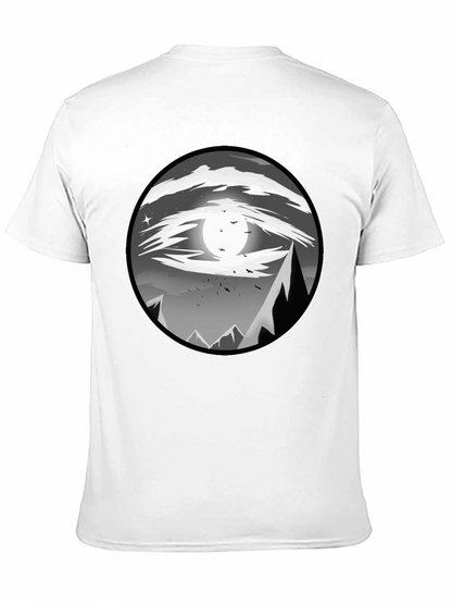 Eye-Catching Black T-Shirt with Mountain Moon Design