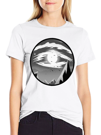 Eye-Catching Black T-Shirt with Mountain Moon Design