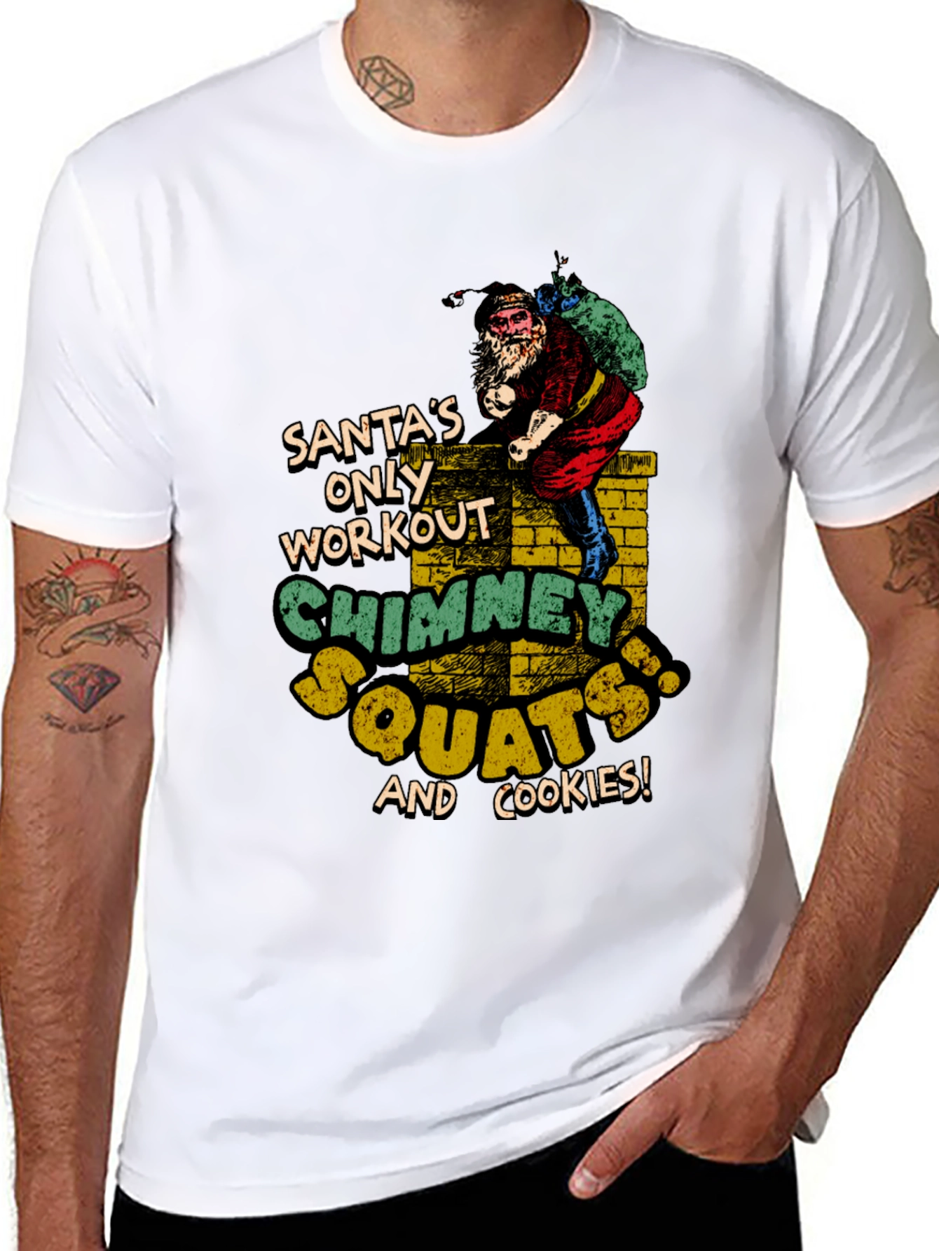Santas Chimney Squats Workout Black T-Shirt