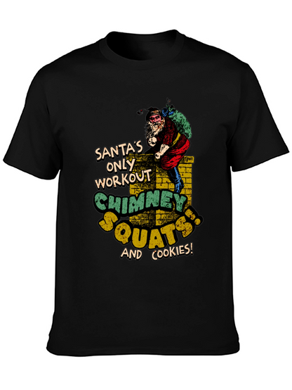 Santas Chimney Squats Workout Black T-Shirt