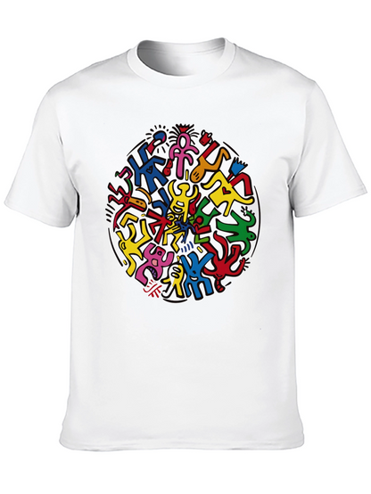 Keith Haring Inspired Black Crew Neck Tee