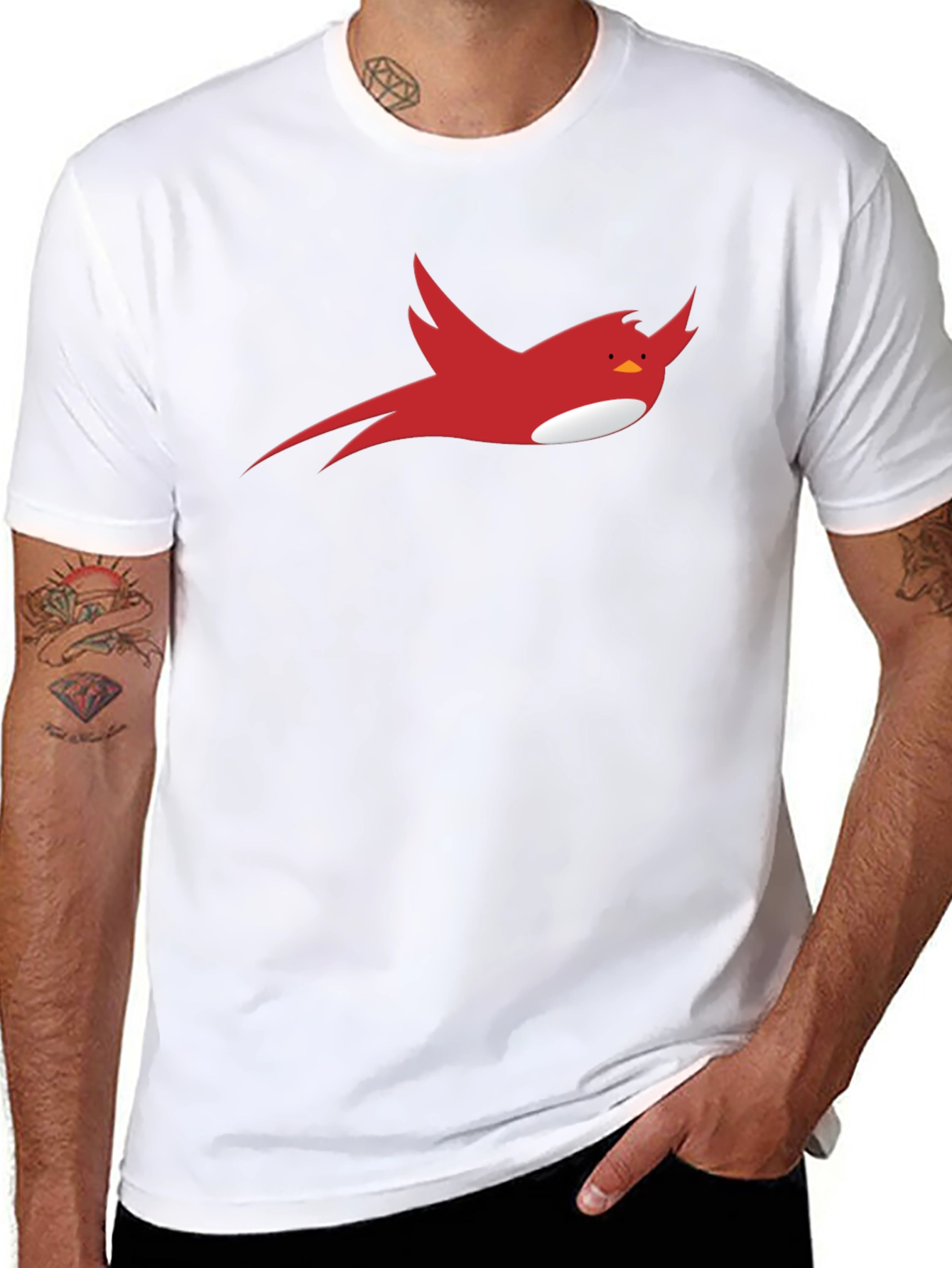 Red Bird Graphic Black T-Shirt