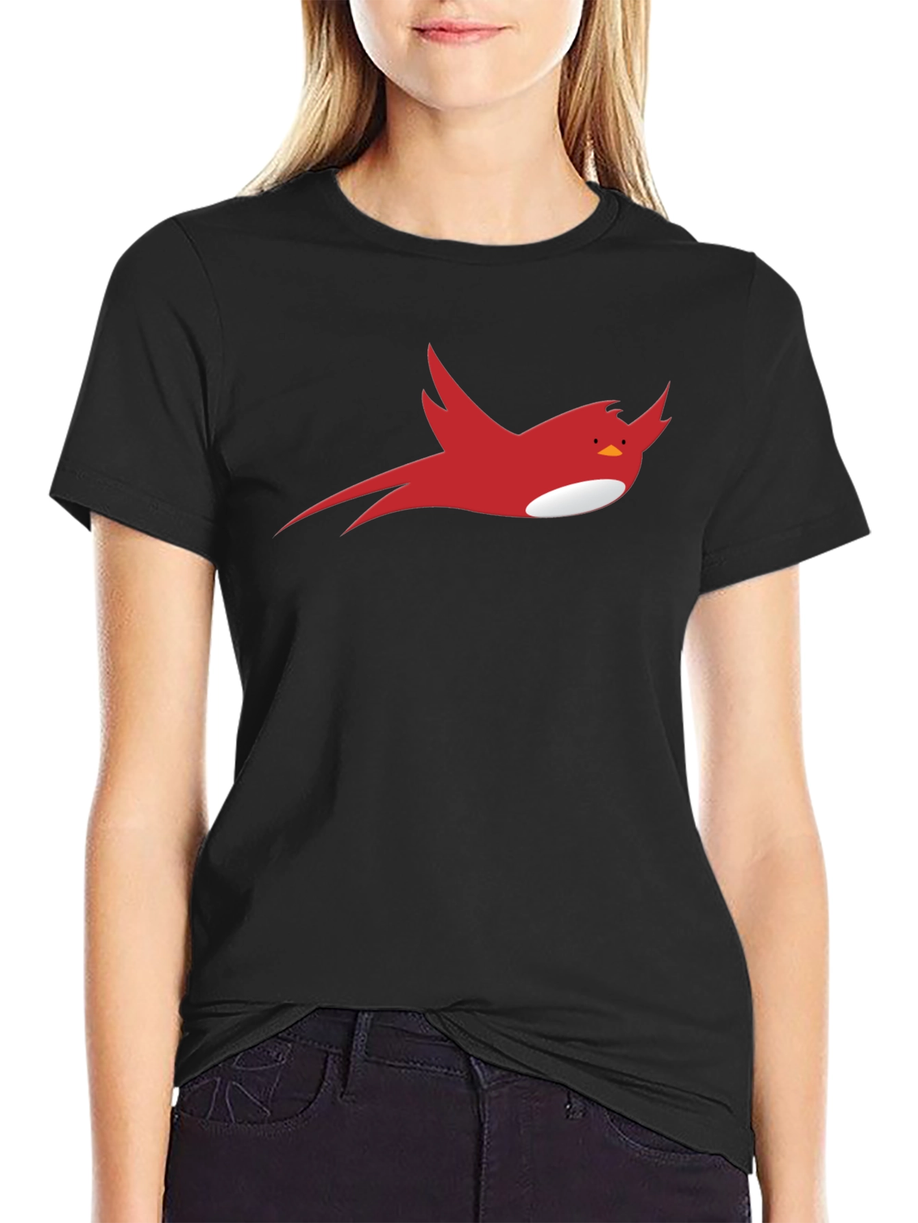 Red Bird Graphic Black T-Shirt
