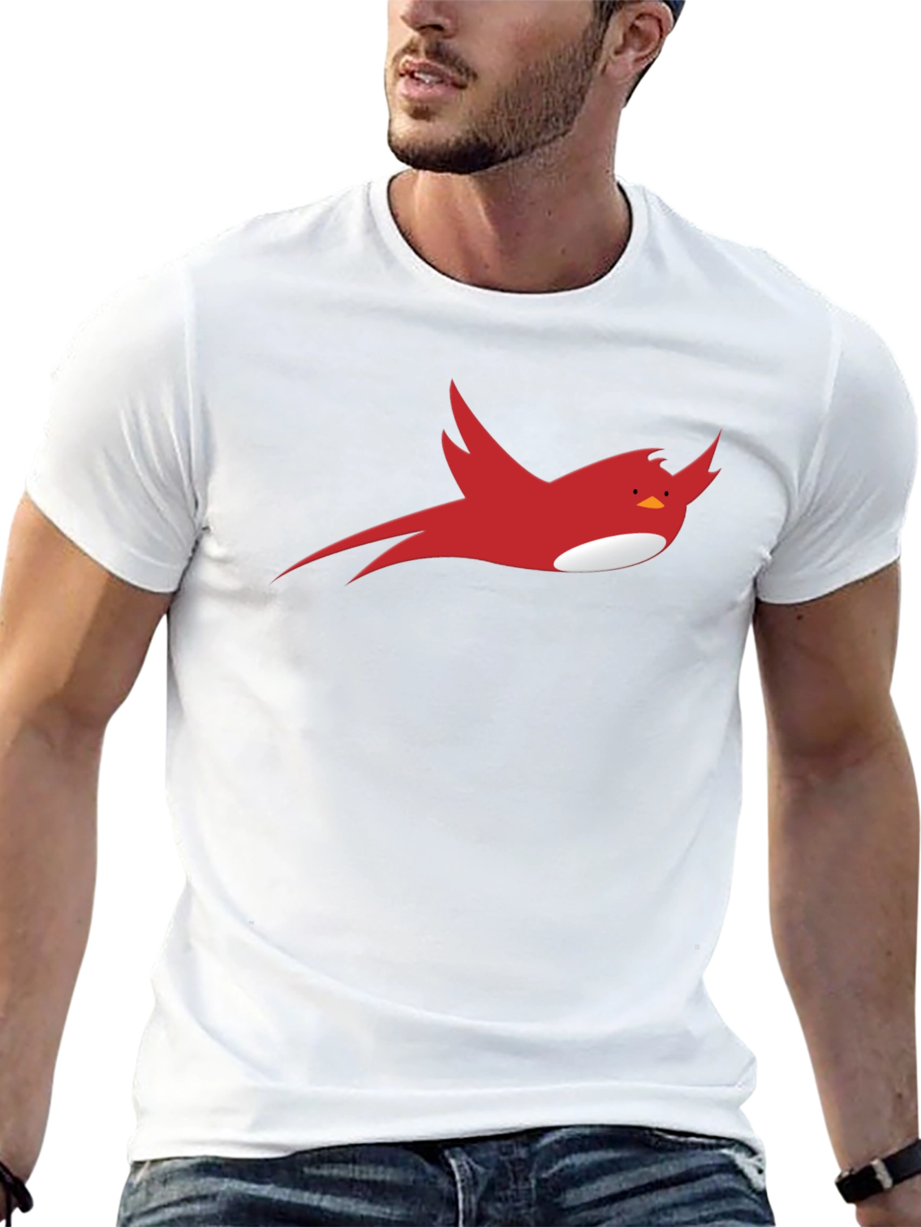 Red Bird Graphic Black T-Shirt