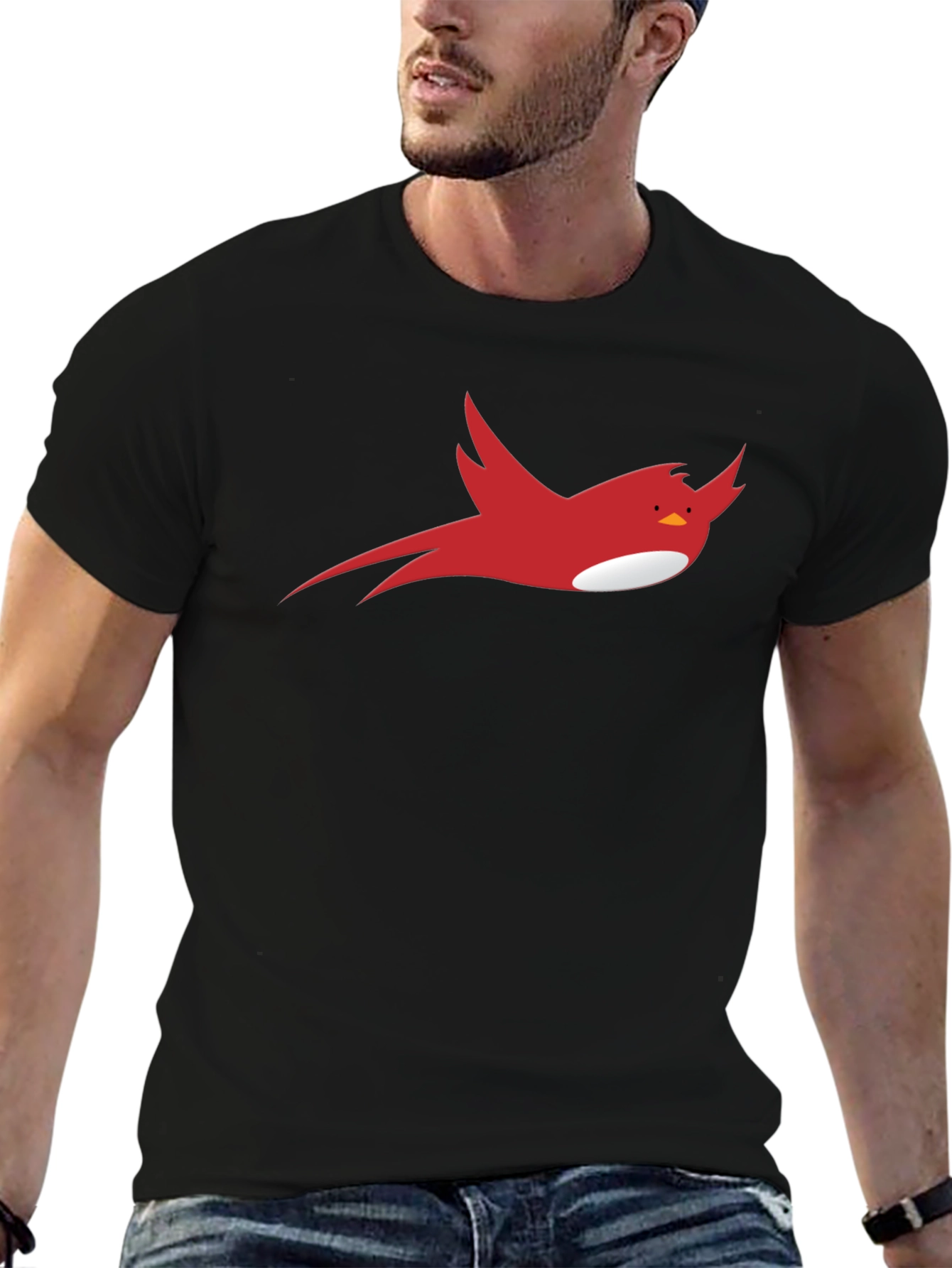 Red Bird Graphic Black T-Shirt
