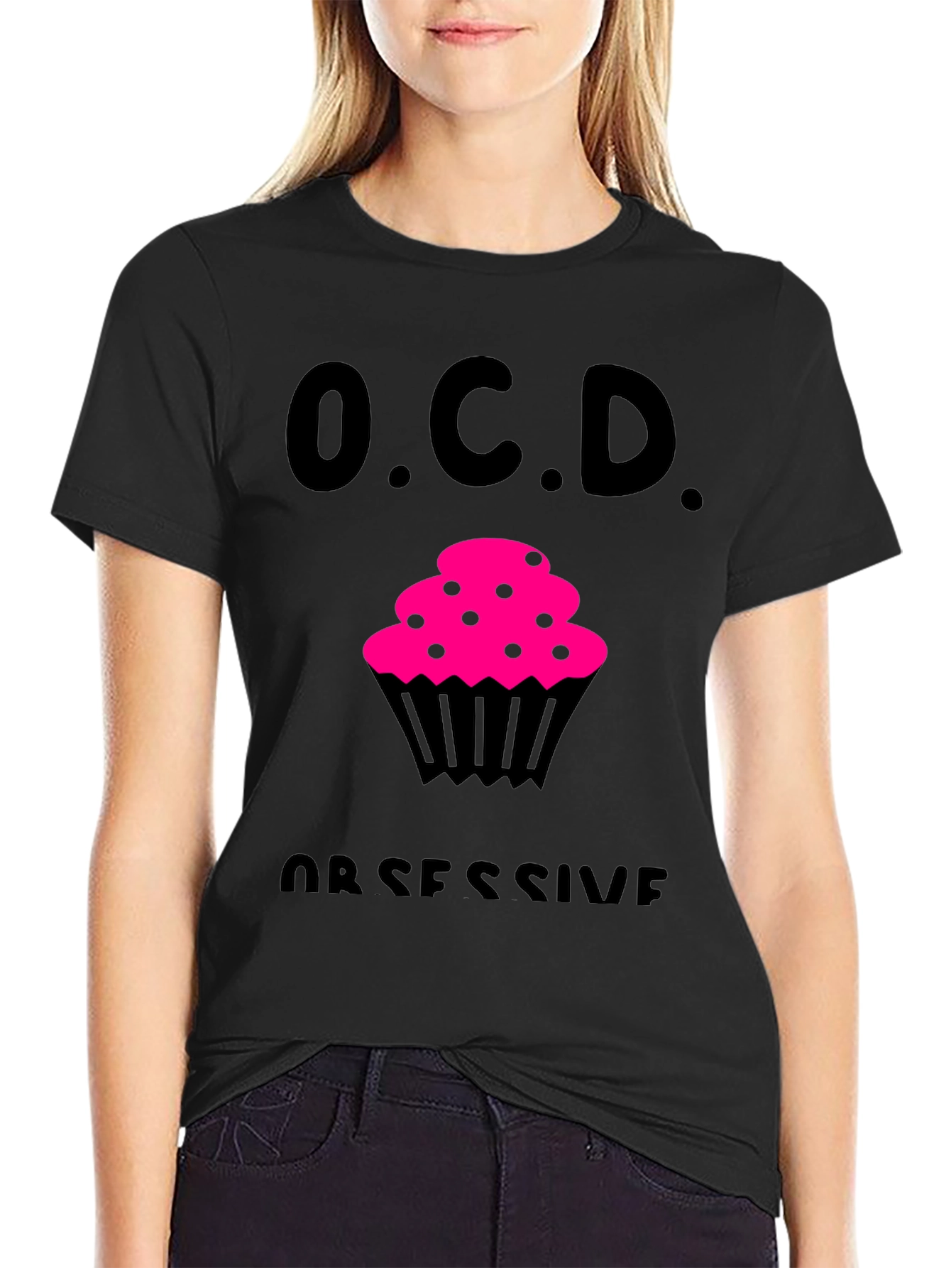 OCD Obsessive Cupcake Disorder Black T-Shirt