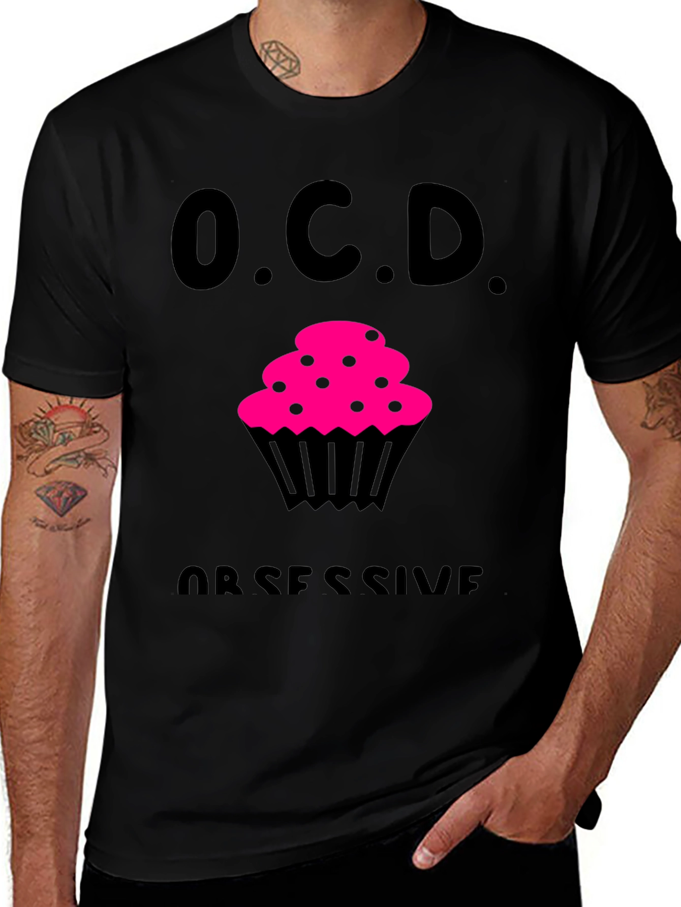 OCD Obsessive Cupcake Disorder Black T-Shirt