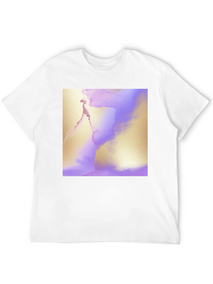 Abstract Art Tee - Gold and Lavender Swirl Design