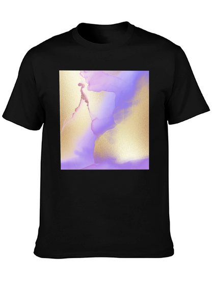 Abstract Art Tee - Gold and Lavender Swirl Design