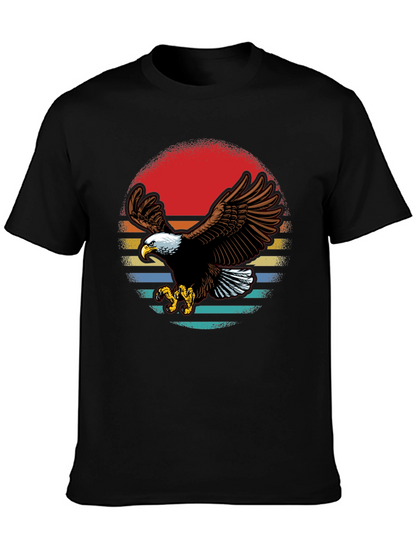 Bald Eagle Retro Sunset Graphic T-Shirt