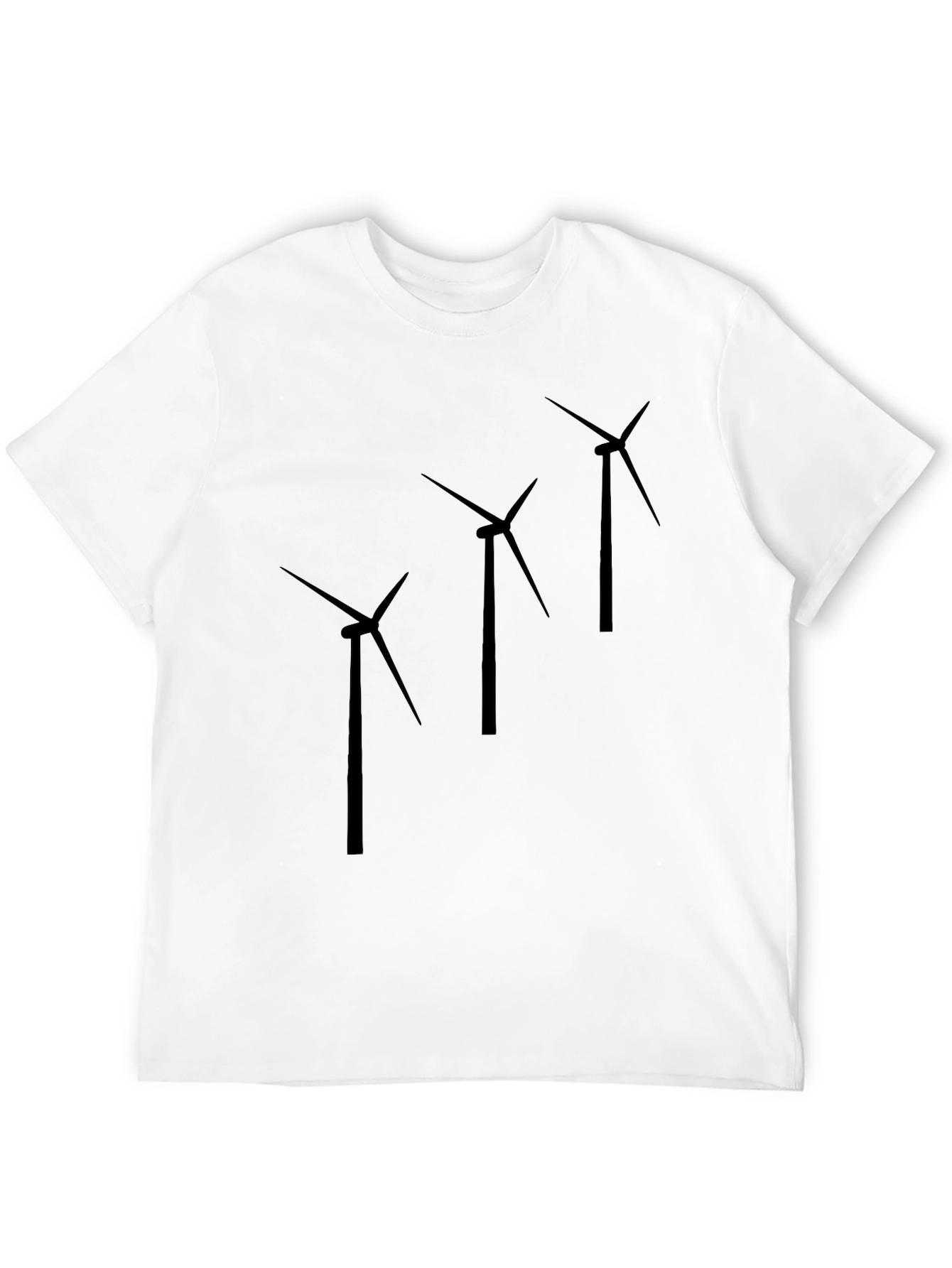 Wind Turbine Graphic Print Black T-Shirt