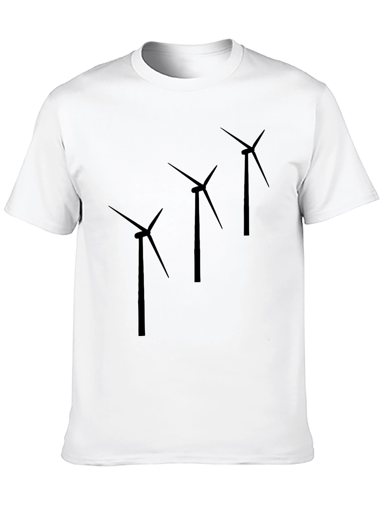 Wind Turbine Graphic Print Black T-Shirt