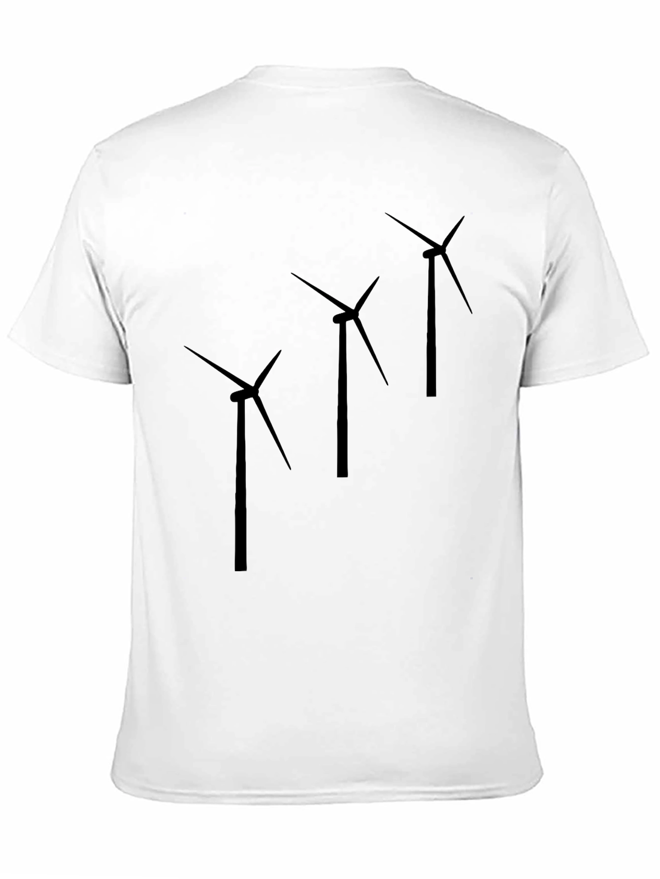 Wind Turbine Graphic Print Black T-Shirt