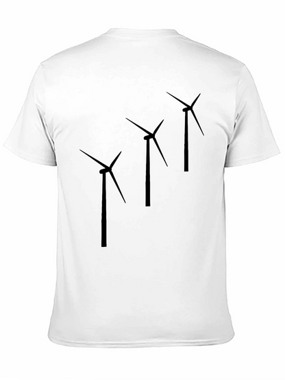 Wind Turbine Graphic Print Black T-Shirt