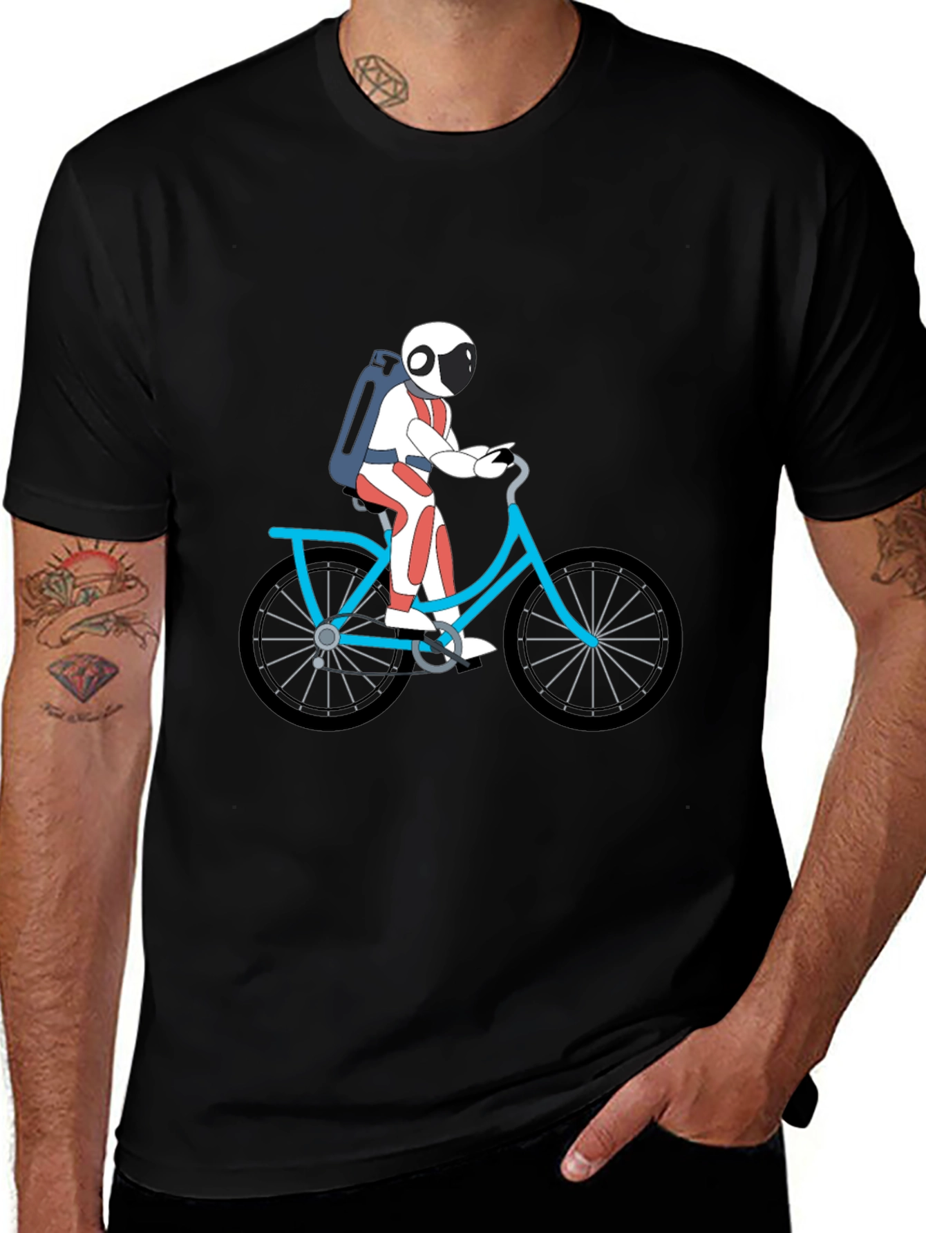 Astronaut on Bike Graphic Tee - Black