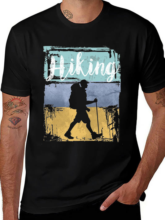 Hiking Adventure Graphic Tee - Black Cotton T-Shirt