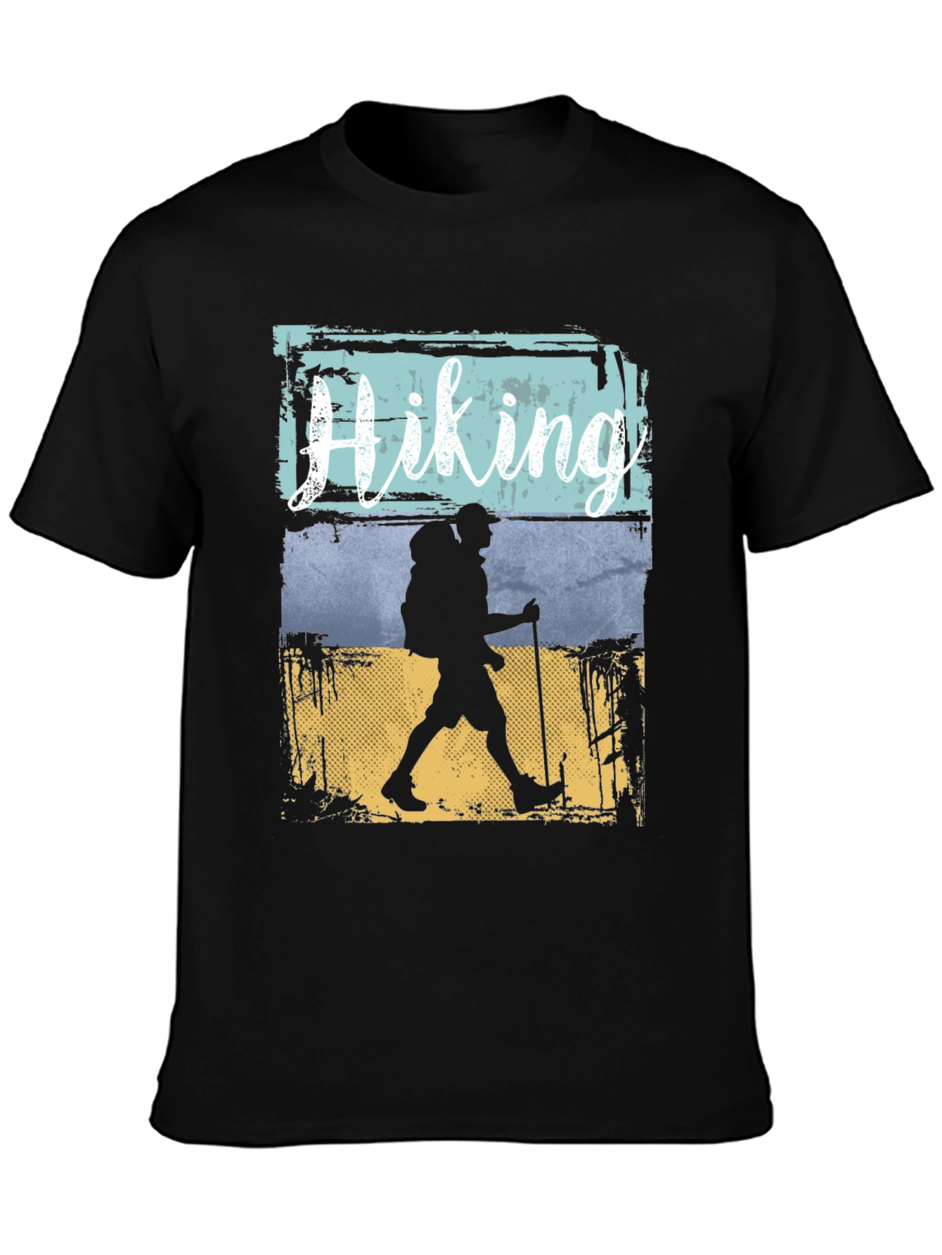 Hiking Adventure Graphic Tee - Black Cotton T-Shirt