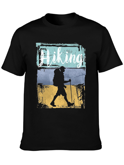 Hiking Adventure Graphic Tee - Black Cotton T-Shirt