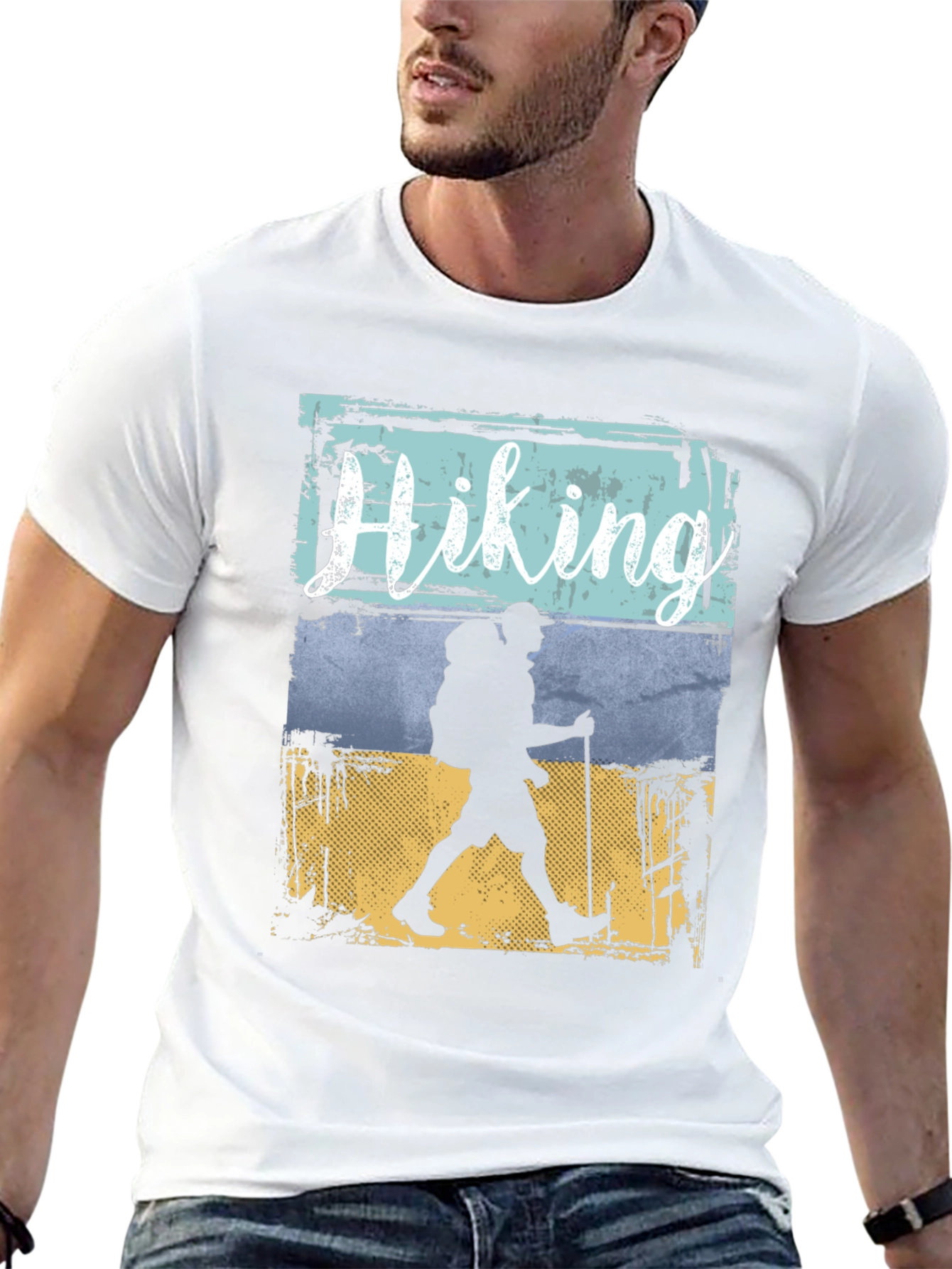Hiking Adventure Graphic Tee - Black Cotton T-Shirt