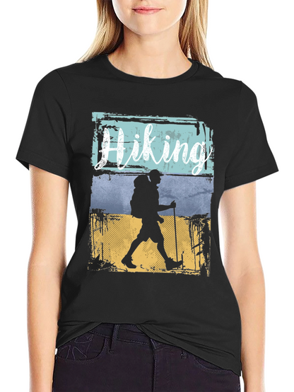 Hiking Adventure Graphic Tee - Black Cotton T-Shirt
