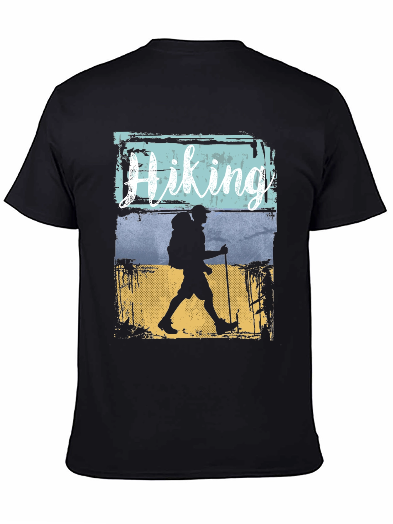 Hiking Adventure Graphic Tee - Black Cotton T-Shirt