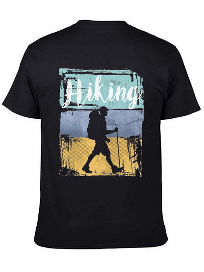Hiking Adventure Graphic Tee - Black Cotton T-Shirt