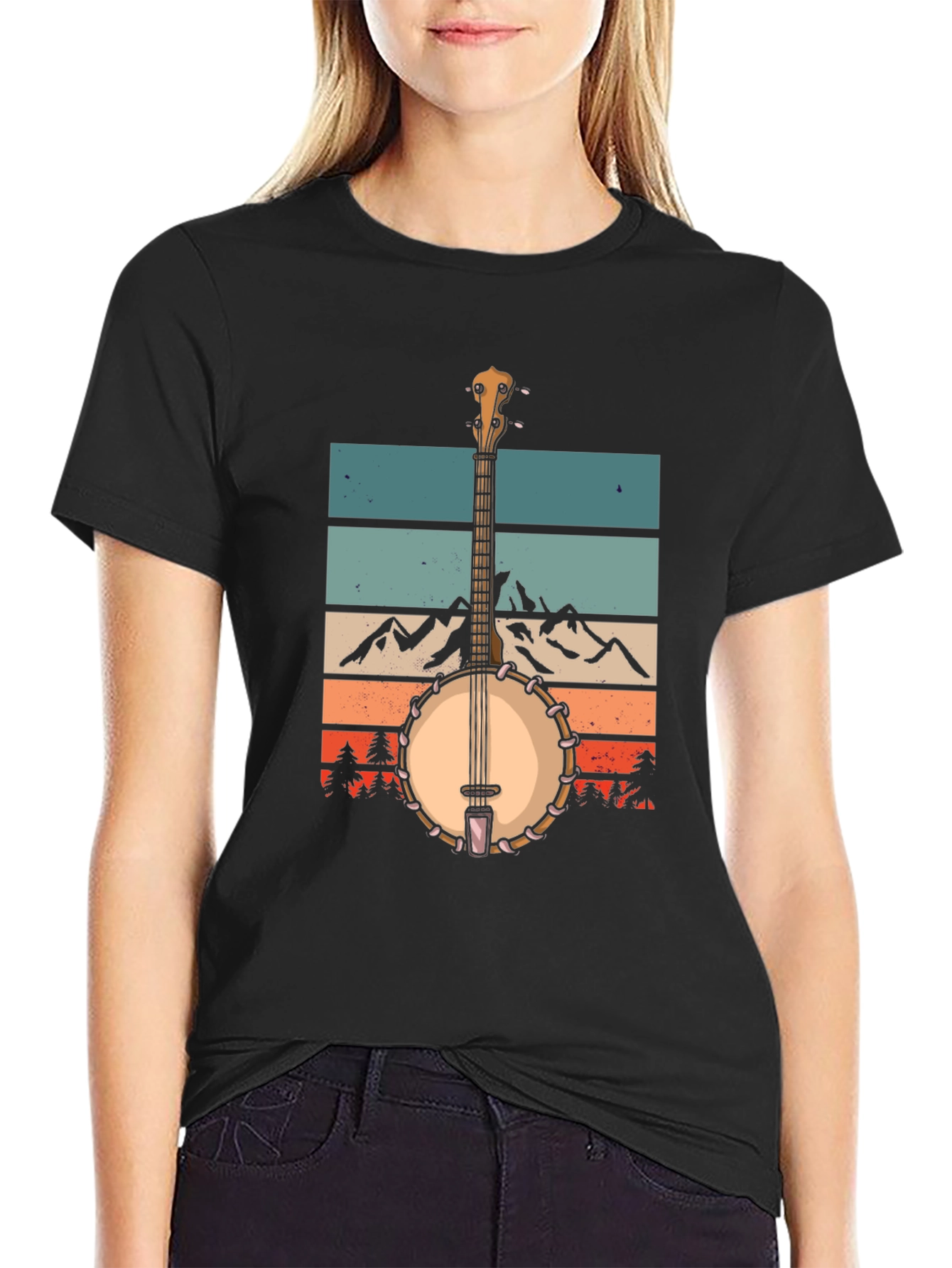 Banjo Mountainscape Graphic Tee - Retro Style