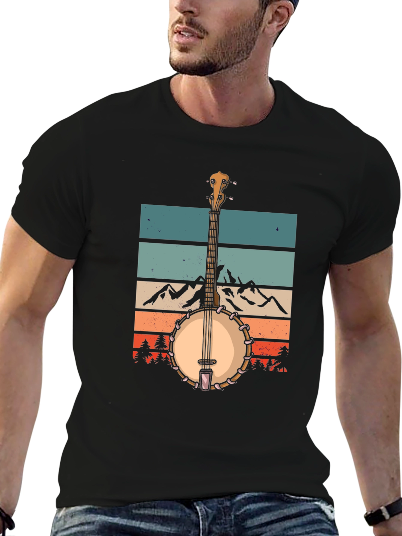Banjo Mountainscape Graphic Tee - Retro Style